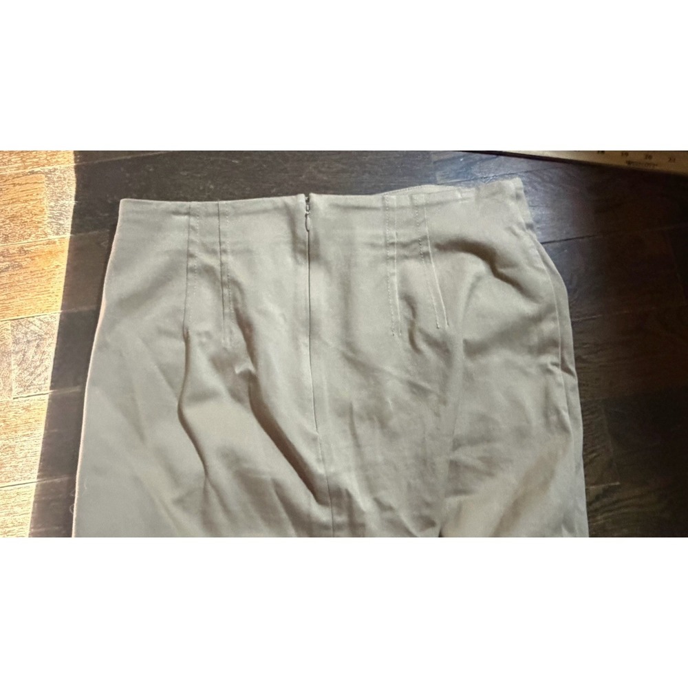 Ann Taylor Beige Cotton Twill Midi Pencil Skirt Button Pockets Size 10 - Picture 6 of 6